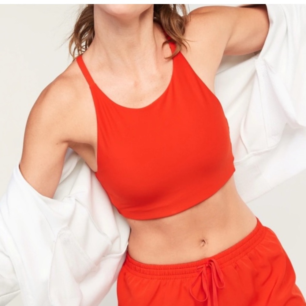 [SOLD] Women's Red Halter high neck top with built-in Sports Bra